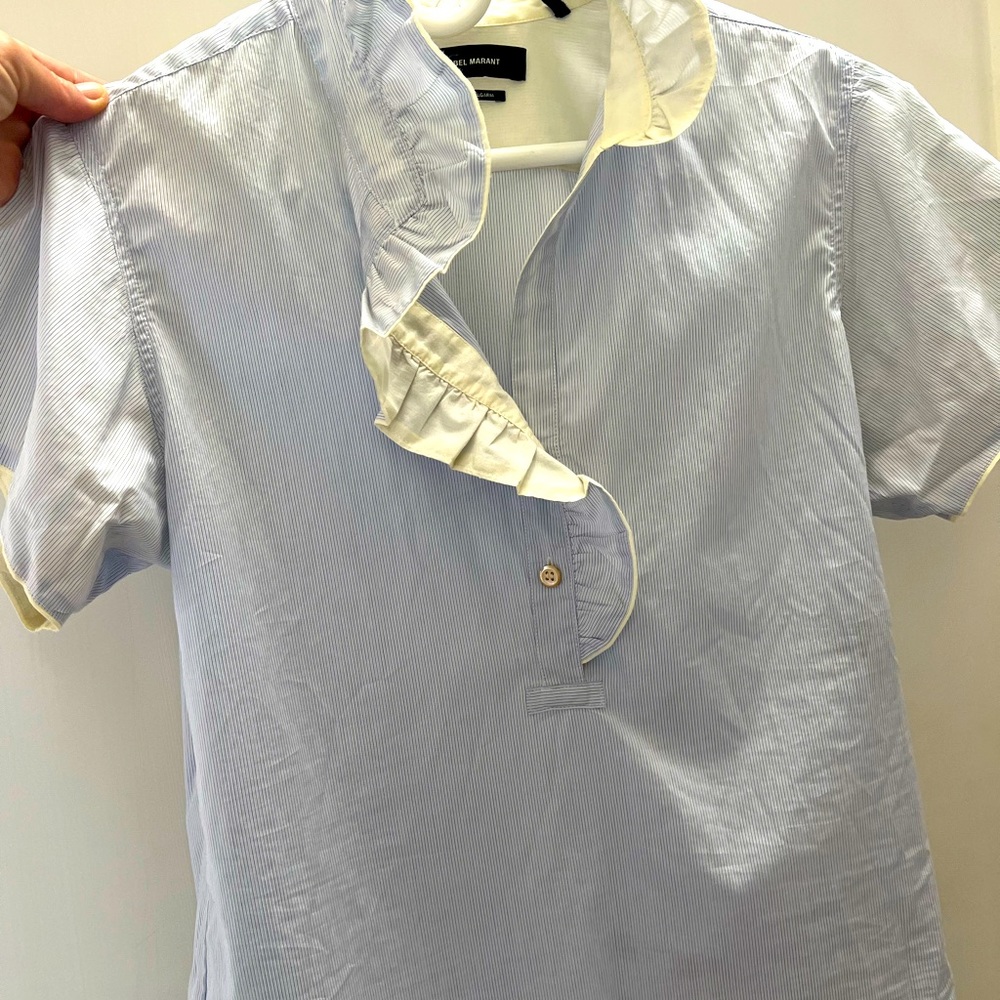 Isabel Marant ruffle neck top, short sleeves